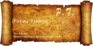 Palay Tibold névjegykártya